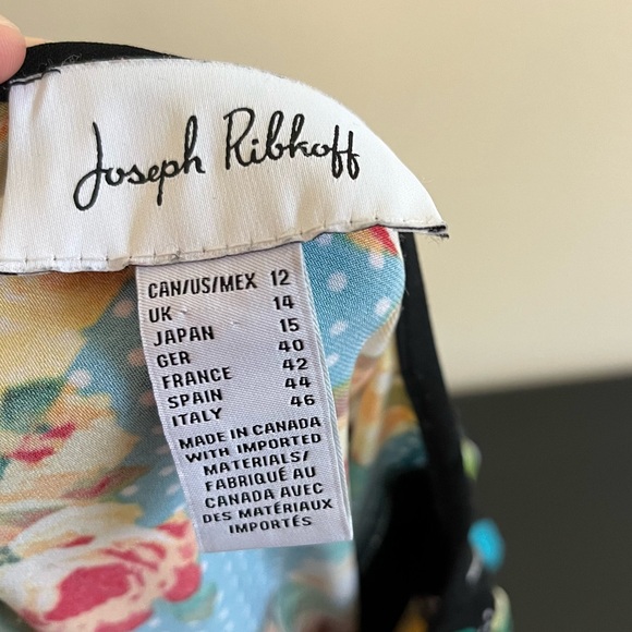 Joseph Ribkoff Multi Print Sparkle Strip 3/4 Sleeve Top - Picture 12 of 16